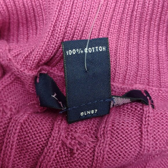 NWOT Lands' End fuchsia pink cable knit turtleneck pullover sweater XL Petite - Picture 9 of 9